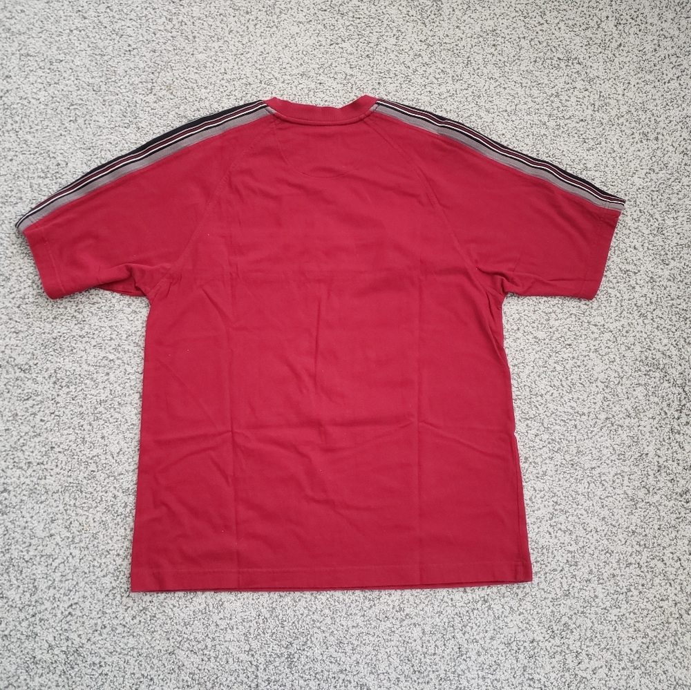 Mens red XG short sleeve T shirt with navy, grey and white stripes … - Picture 3 of 5